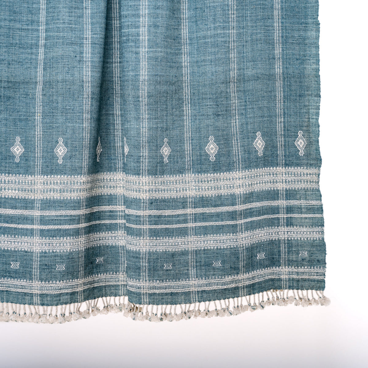 Topaz teal blue handwoven Indian wool throw blanket – view 2