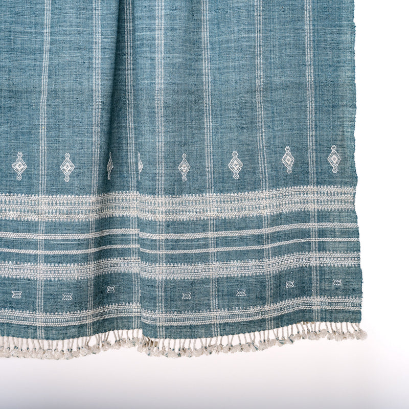 Topaz teal blue handwoven Indian wool throw blanket – view 2