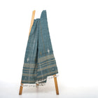 Lapis teal blue handwoven Indian wool throw blanket – view 10