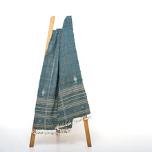 Lapis teal blue handwoven Indian wool throw blanket – view 10