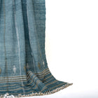 Lapis teal blue handwoven Indian wool throw blanket – view 11