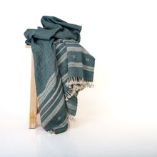 Neelam vibrant teal handwoven Indian wool throw blanket – view 12