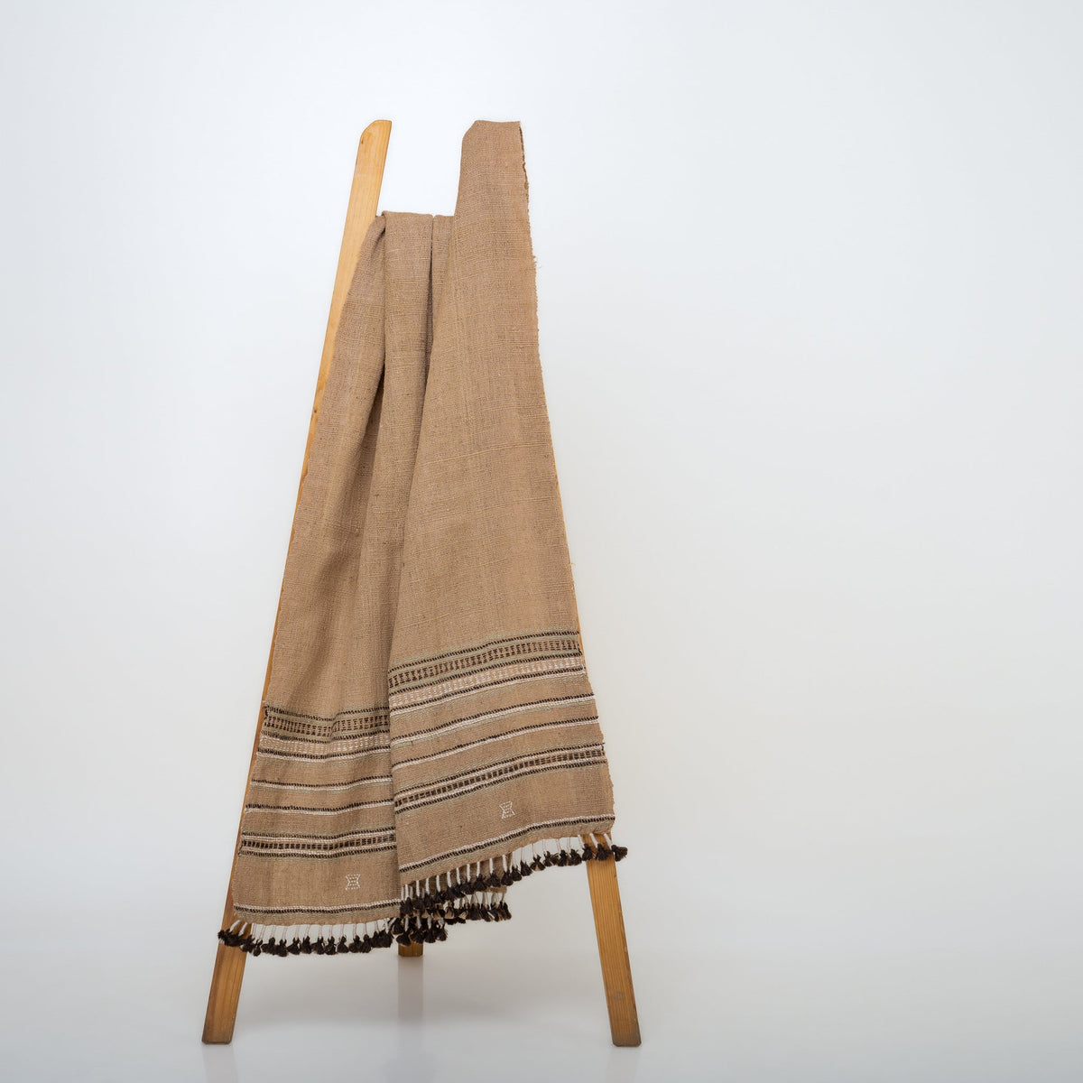 Pravala orange tan handwoven Indian wool throw blanket – view 11