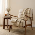 Opal beige tan handwoven Indian wool throw blanket – view 5