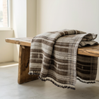 Sphene brown handwoven Indian wool throw blanket