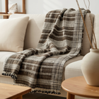 Sphene brown handwoven Indian wool throw blanket – view 8