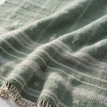 Emerald soft green handwoven Indian wool throw blanket – view 11