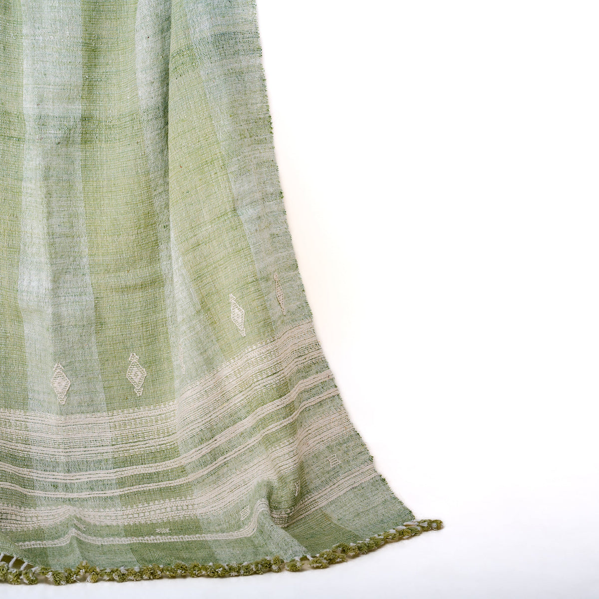 Willow sage green handwoven Indian wool throw blanket – view 13