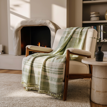 Willow sage green handwoven Indian wool throw blanket – view 16