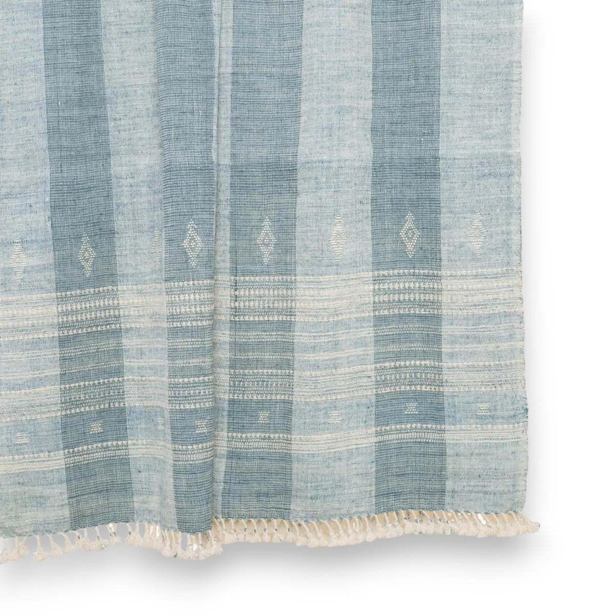 Iris teal blue handwoven Indian wool throw blanket – view 2