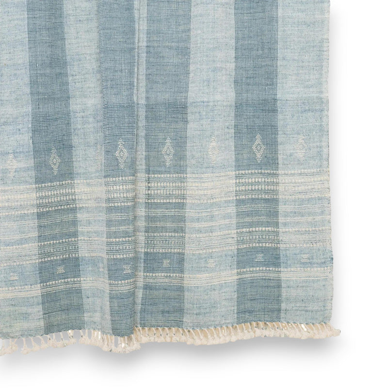 Iris teal blue handwoven Indian wool throw blanket – view 2