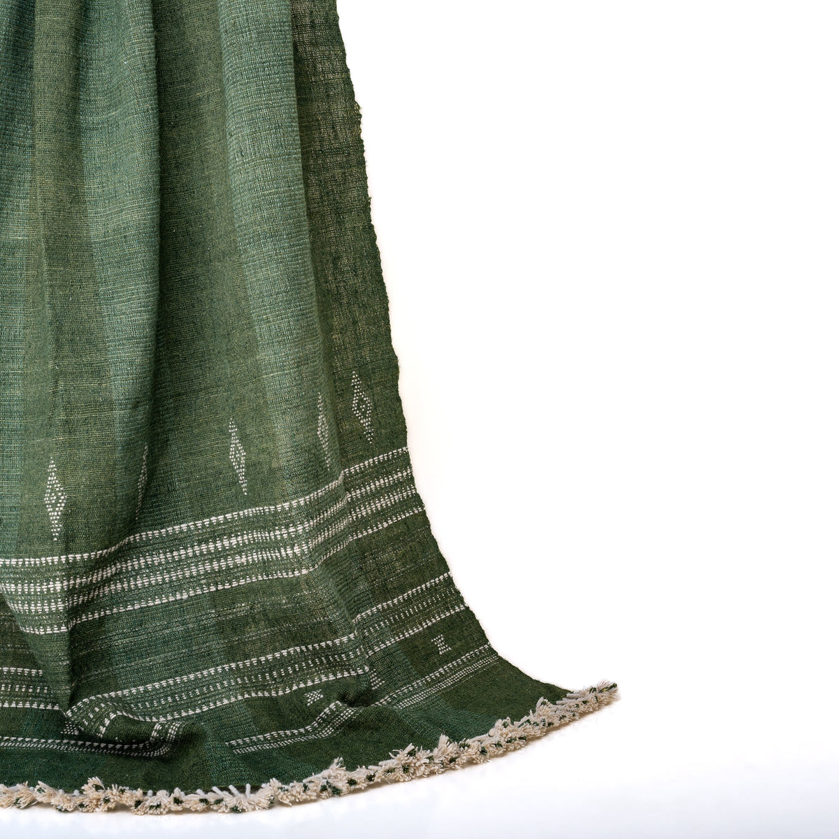 Erica forest green handwoven Indian wool throw blanket – view 8