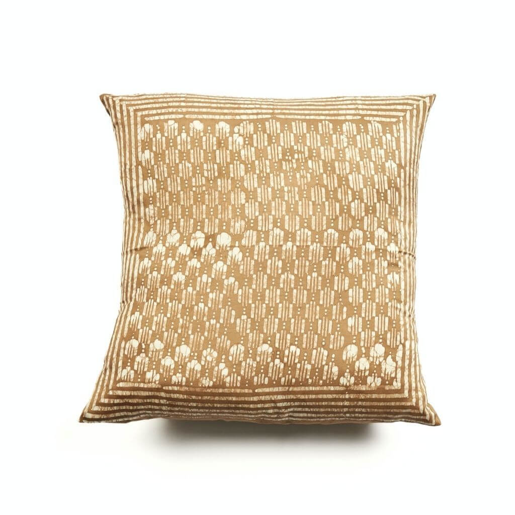 Oasis Gold wax block print mulberry silk pillow cover, 20x20 – One Affirmation