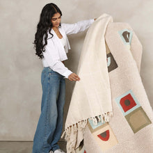 Sea Shell white textured checks handloom cotton throw – One Affirmation