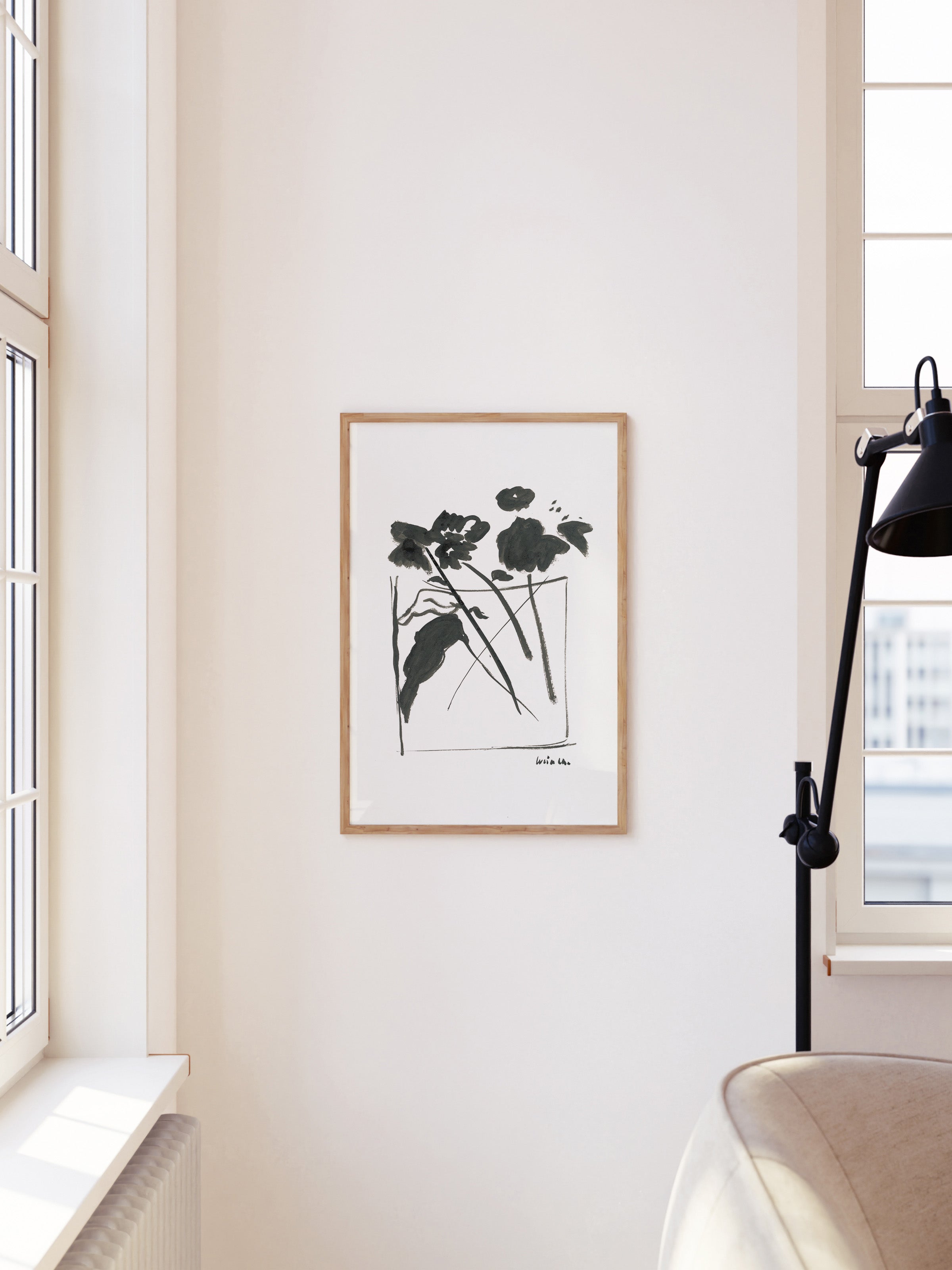 Ink Vase of Flowers