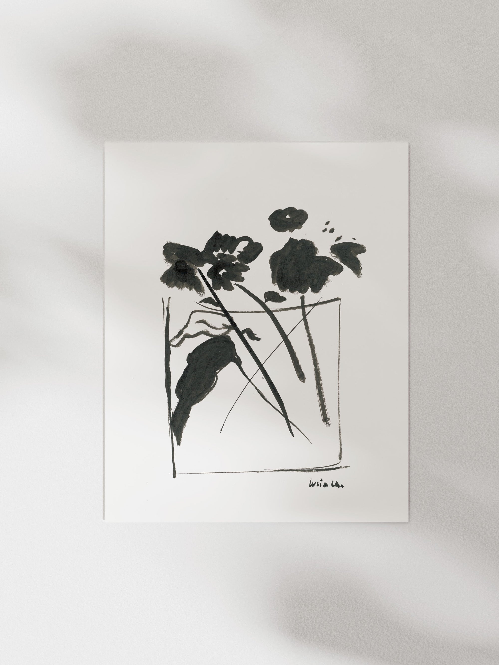 Ink Vase of Flowers