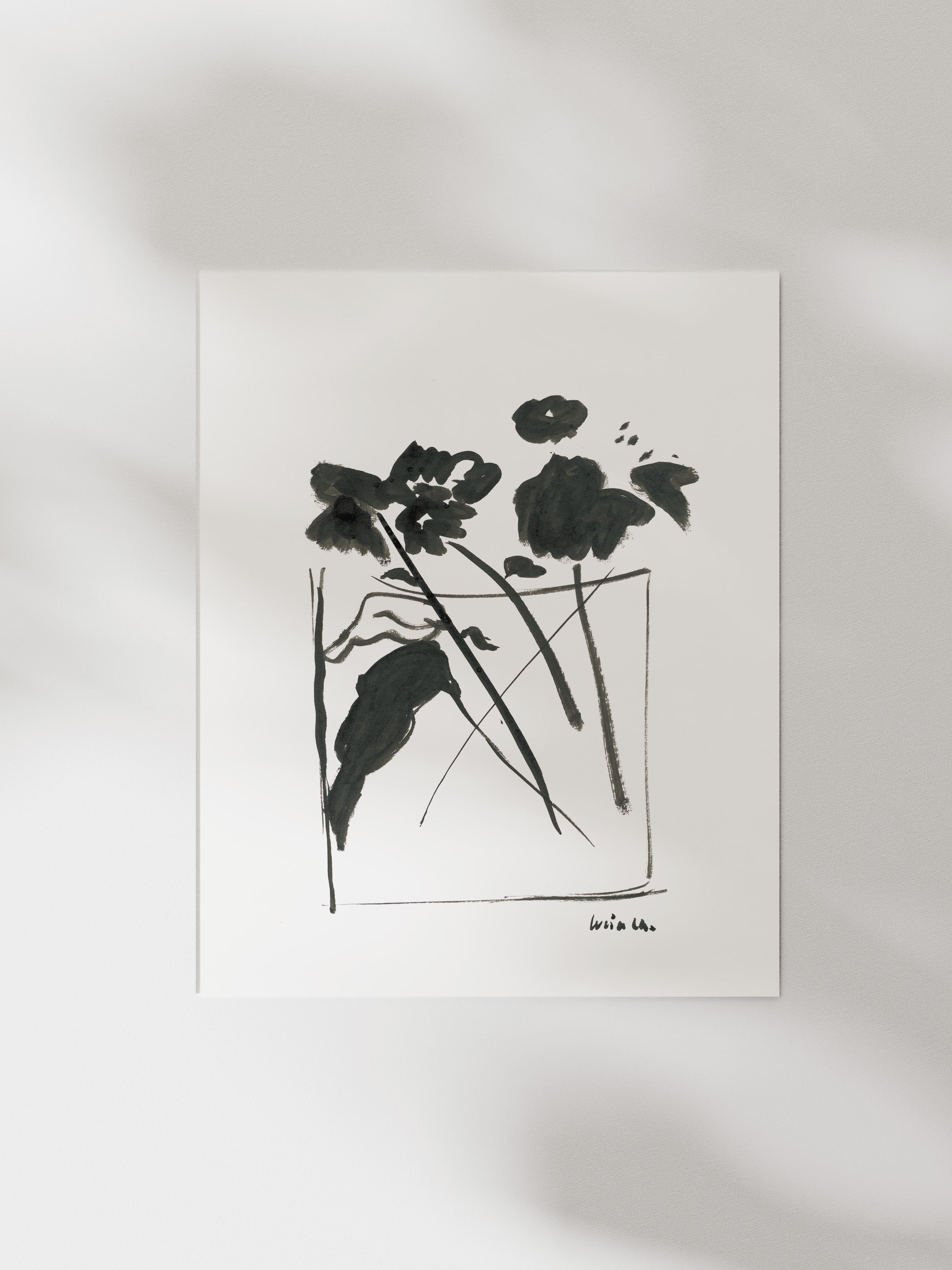 Ink Vase of Flowers