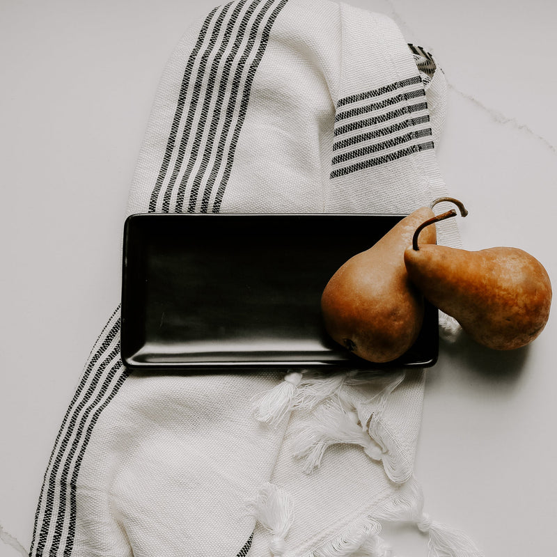 Modern black trinket dish for candles and matches