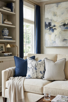 Ready to Ship, 24x24 Katsura Floral Pillow Cover in Blue