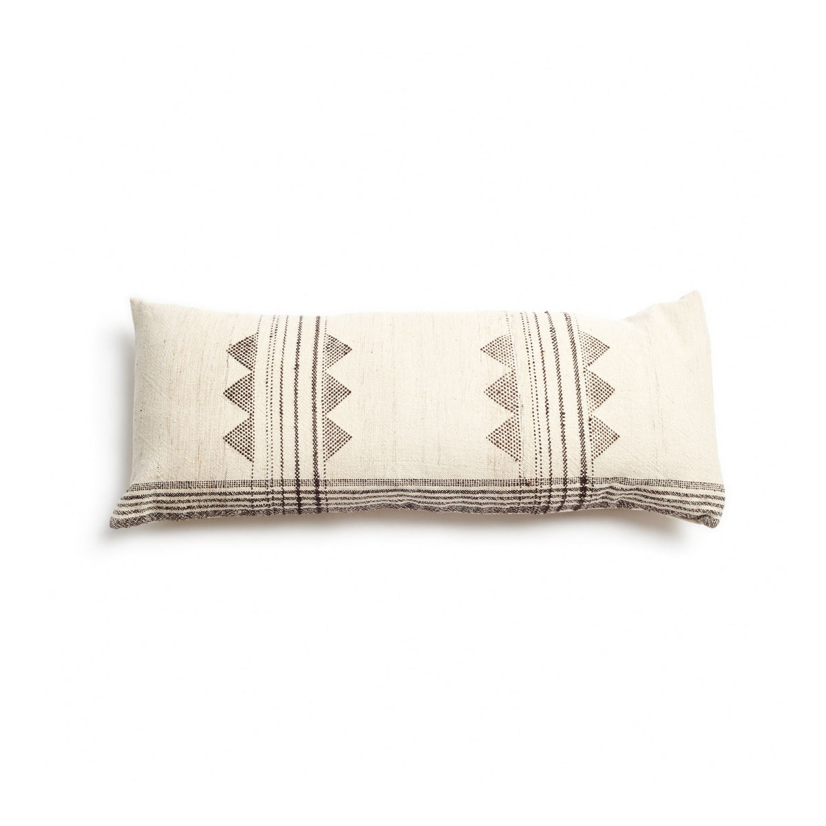 Kora white and black handwoven lumbar pillow cover, 14x35 – One Affirmation