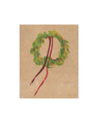 Wreath II watercolor wreath with red ribbons art print, view 3
