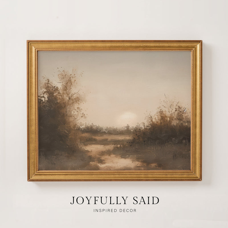 Evening Light framed canvas art print in an antiqued gold frame