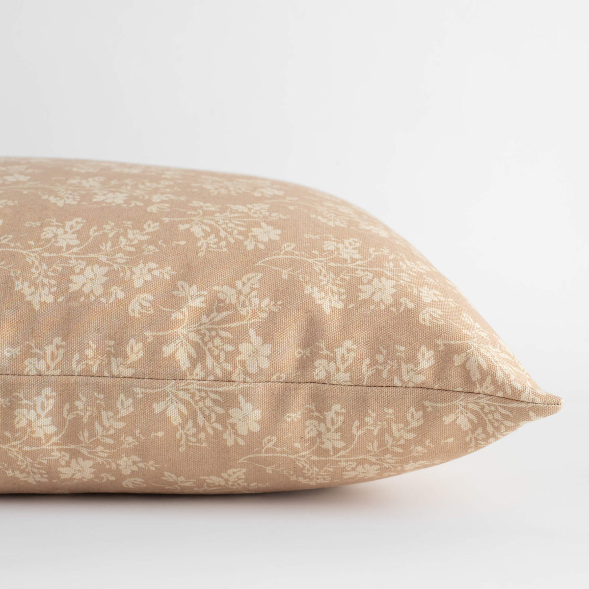 Fleur light beige floral cotton pillow cover close-up