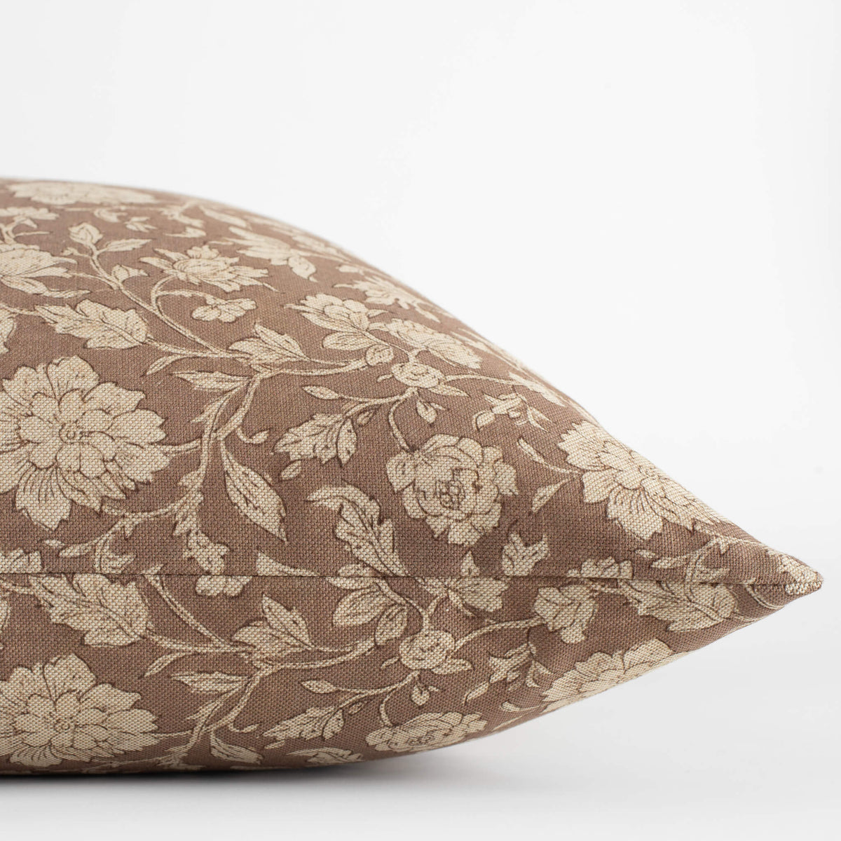 Madeleine light brown floral pillow cover close-up