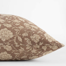 Madeleine light brown floral pillow cover close-up
