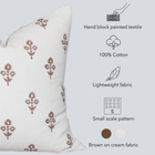 Mia Floral Block Printed Pillow Cover | Brown