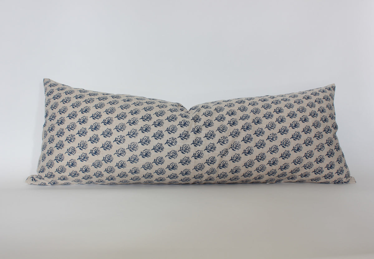 Pillo Set Load Aster Pillow Cover | Blue Floral on Tan | One Affirmation | ONE AFFIRMATION