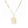Mother of Pearl Initial Paperclip Necklace