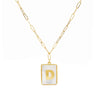 Mother of Pearl Initial Paperclip Necklace