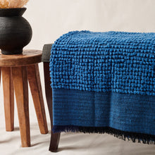 Macaroon Midnight dark blue textured merino handloom throw – One Affirmation