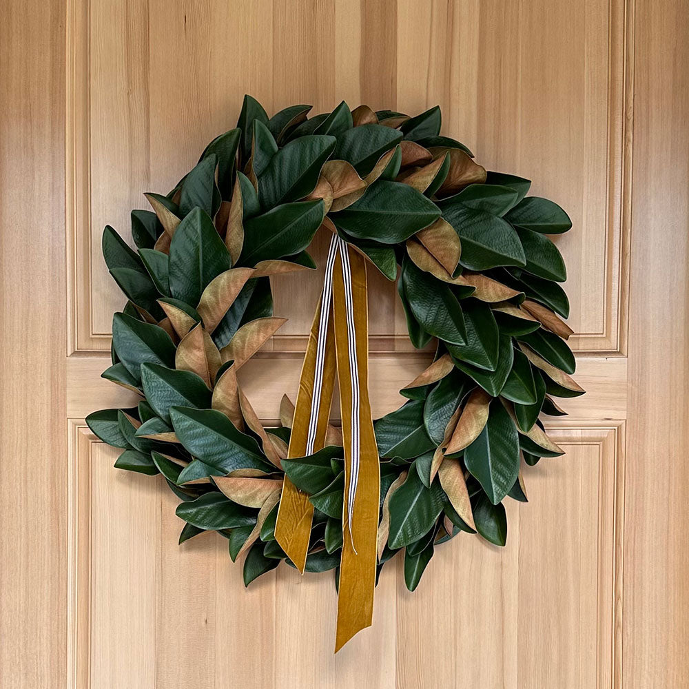 Realistic magnolia greenery wreath 30 inches