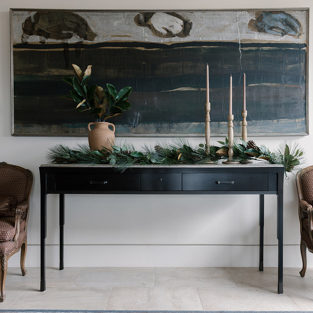 Faux greenery garland with magnolia leaves and eucalyptus