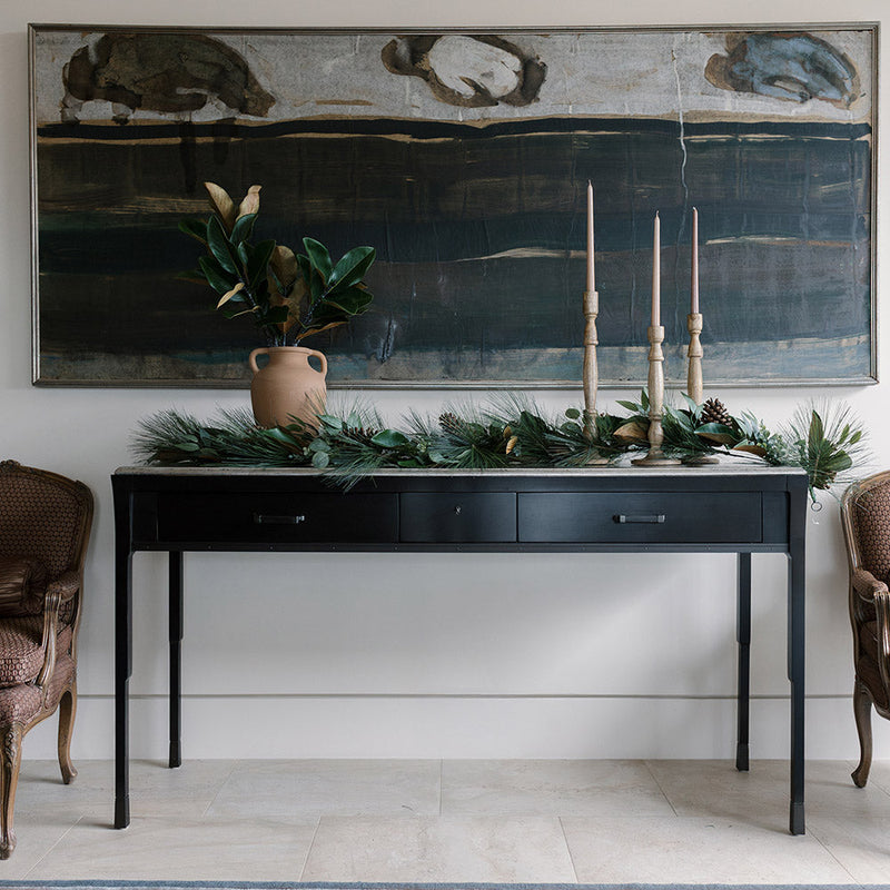 Faux greenery garland with magnolia leaves and eucalyptus