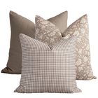 Oakley taupe floral pillow combination, set of three pillow covers