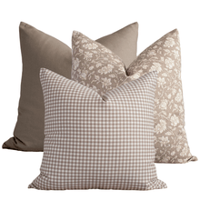 Oakley taupe floral pillow combination, set of three pillow covers