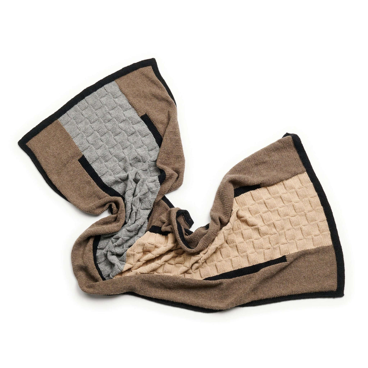 Muhu brown gray hand knitted alpaca blanket shawl – One Affirmation