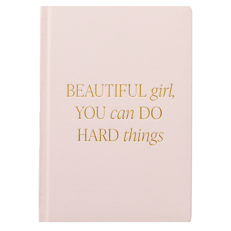 Beautiful Girl pink fabric journal with gold foil details