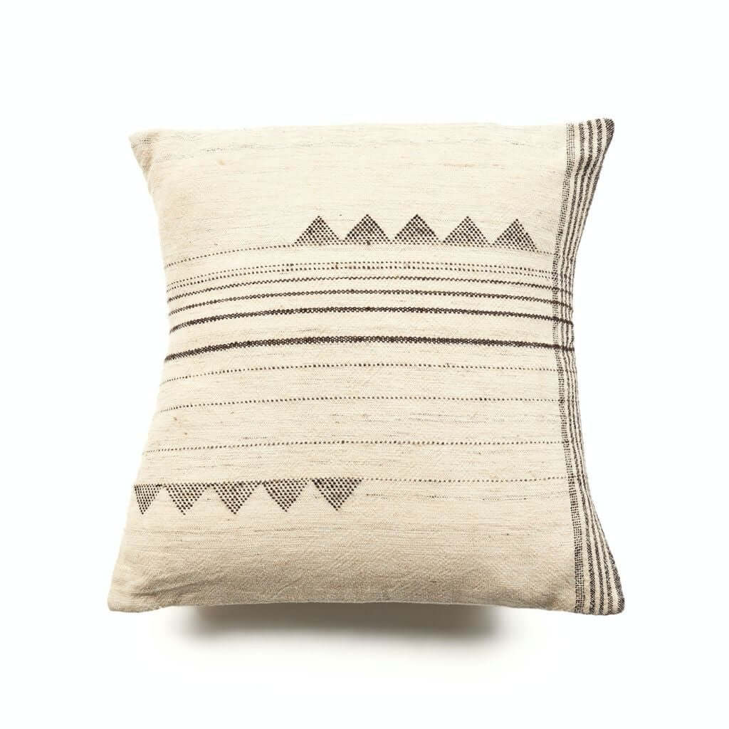 Kora white and black handloom large square pillow cover, 24x24 – One Affirmation