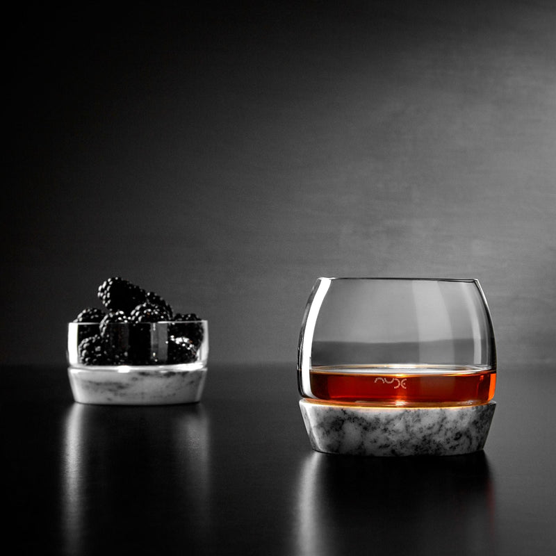 Medium crystalline glass bowl with natural marble base