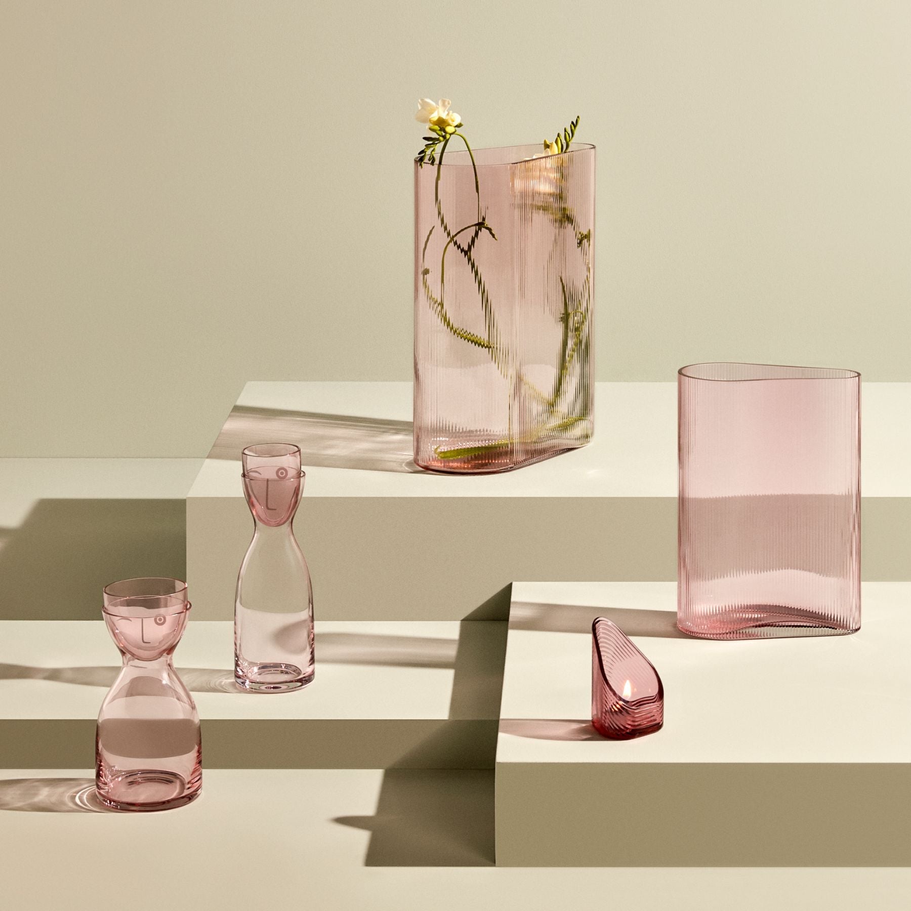 Elegant and playful Mr. & Mrs. night water set – tall design with face motif