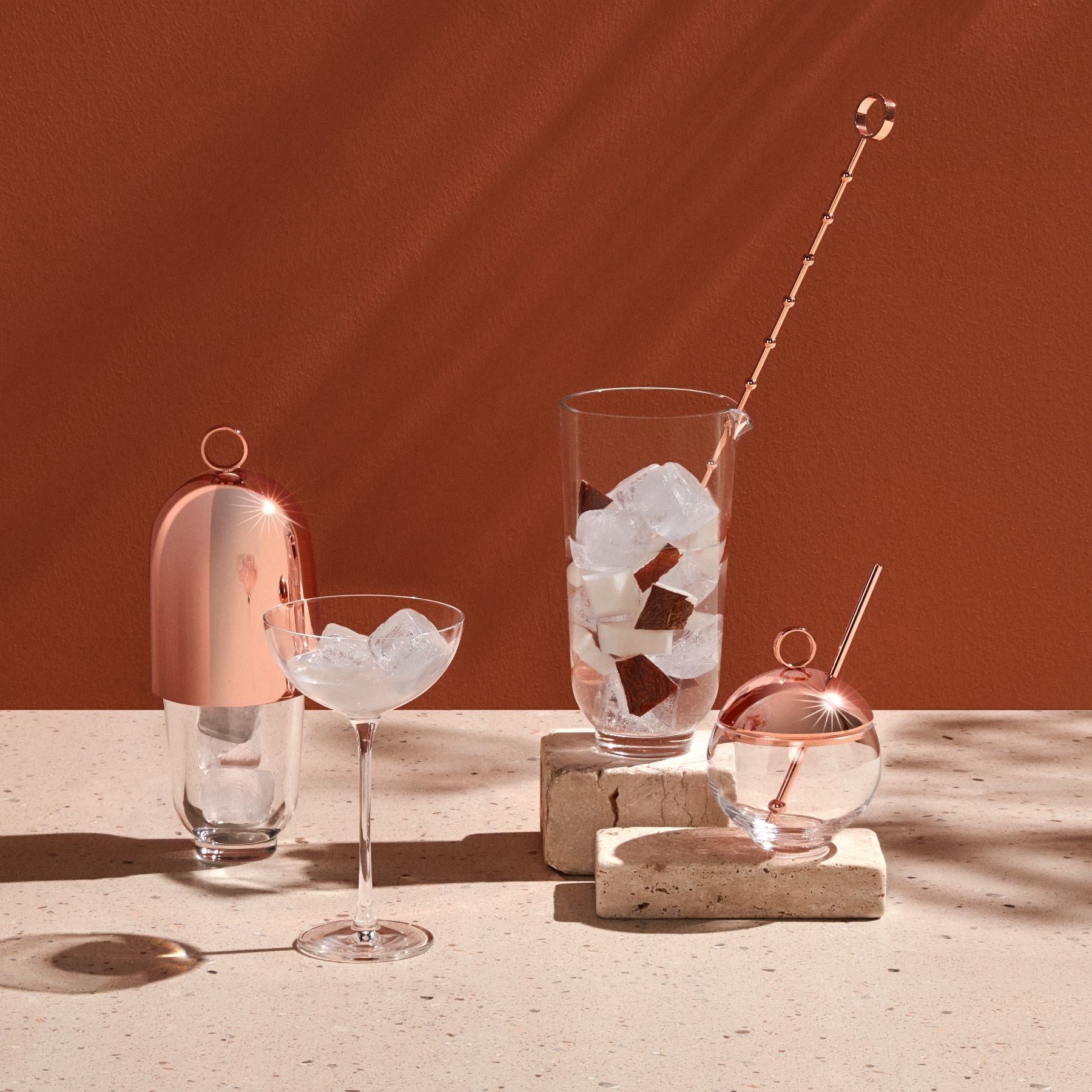 Elegant Hepburn Alchemy Glass by Brad Ascalon with copper details