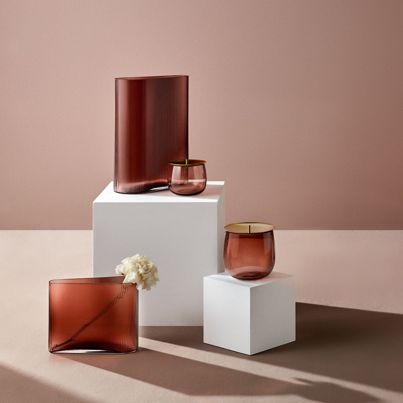Crystal glass storage box with silky brass lid by Sebastian Herkner