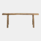 Slim antique elm bench for entryway or bedroom decor