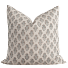 Calla Floral Block Printed Pillow Cover | Light Brown, Blue, Sage Green