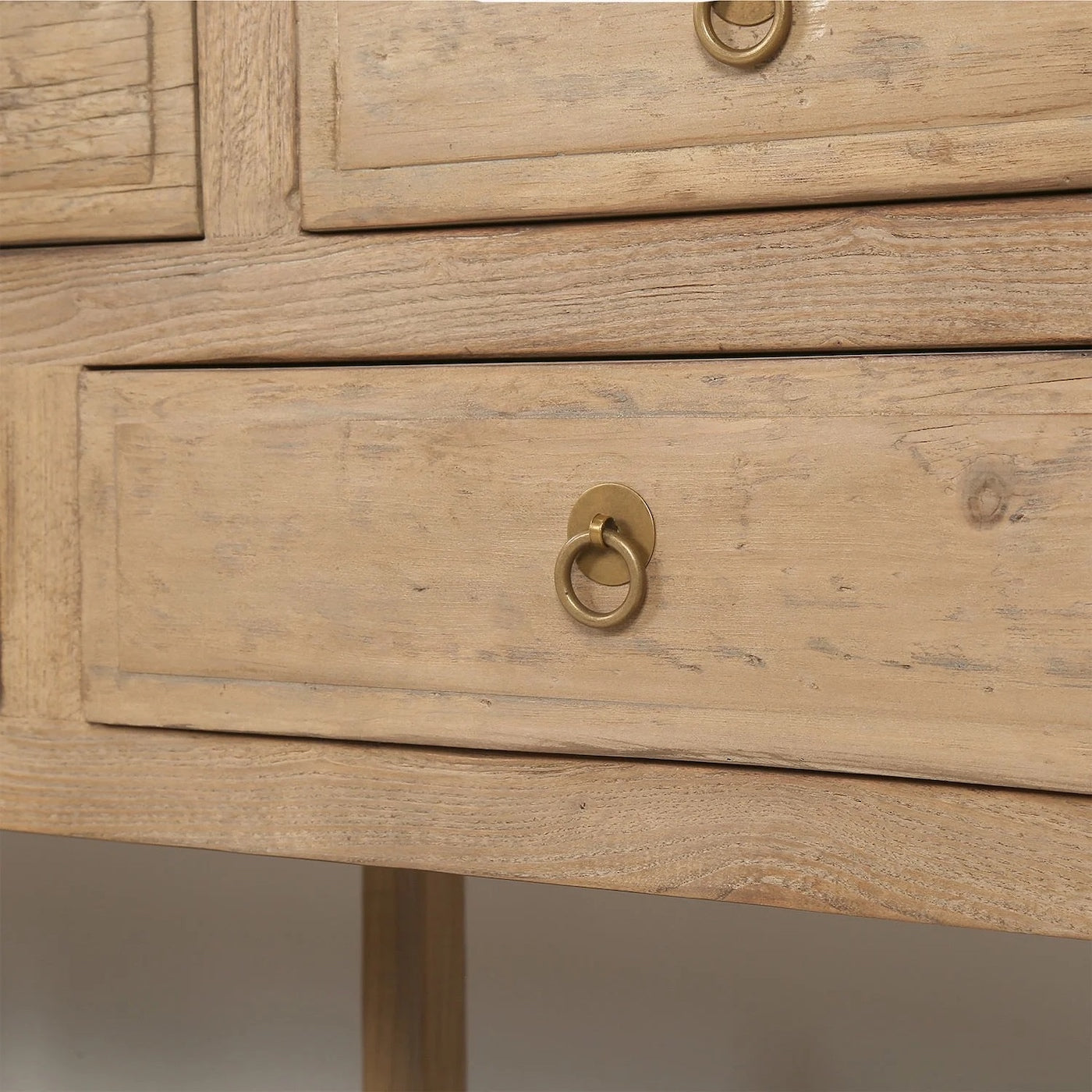 Nine Drawer Elm Sideboard Close Up