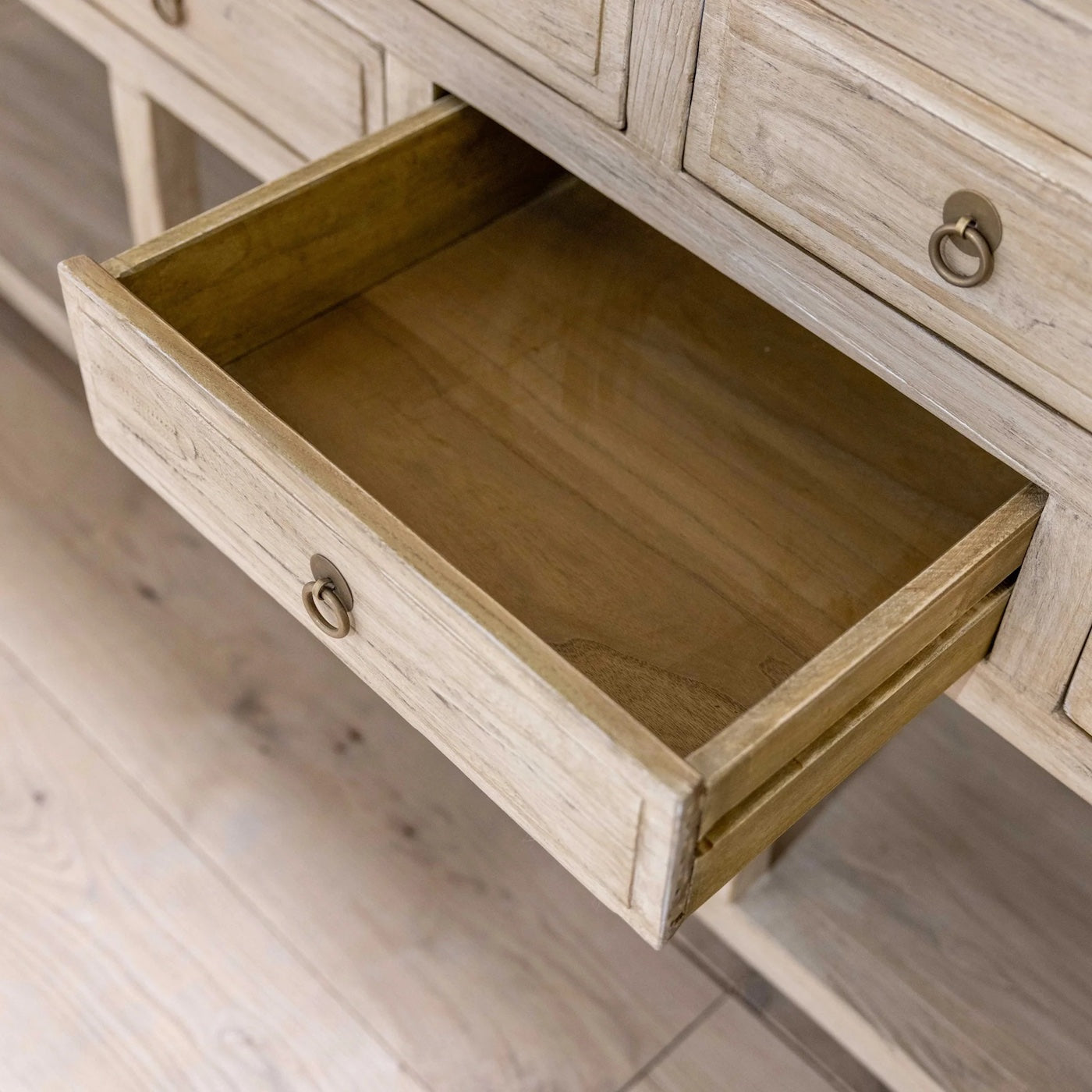 Nine Drawer Elm Sideboard Inside